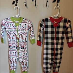 Plaid and Christmas Print Kids One Pieces